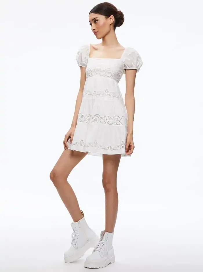 ROWEN EMBROIDERED TIERED MINI DRESS